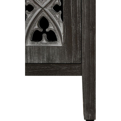 Hollow Four Door Antique Cabinet, American Country Style, Suitable for Living Room, TV Cabinet, Kitchen (Antique Black)
