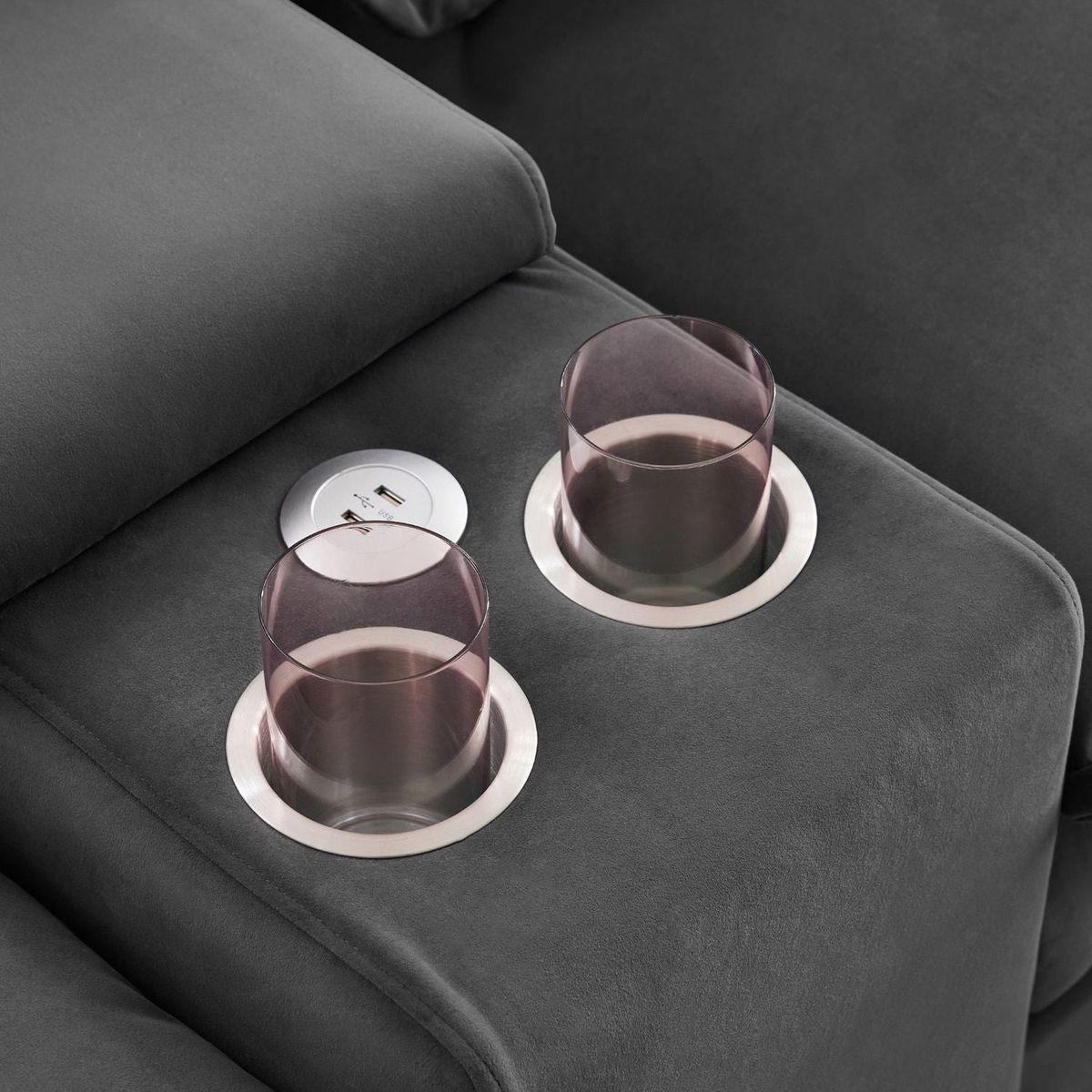 123x55" Modern U-shaped Sofa with Console,Cupholders and USB Ports,6-seat Upholstered Symmetrical Indoor Furniture,Sleeper Couch Set with Chaise for Living Room,Apartment,2 Colors