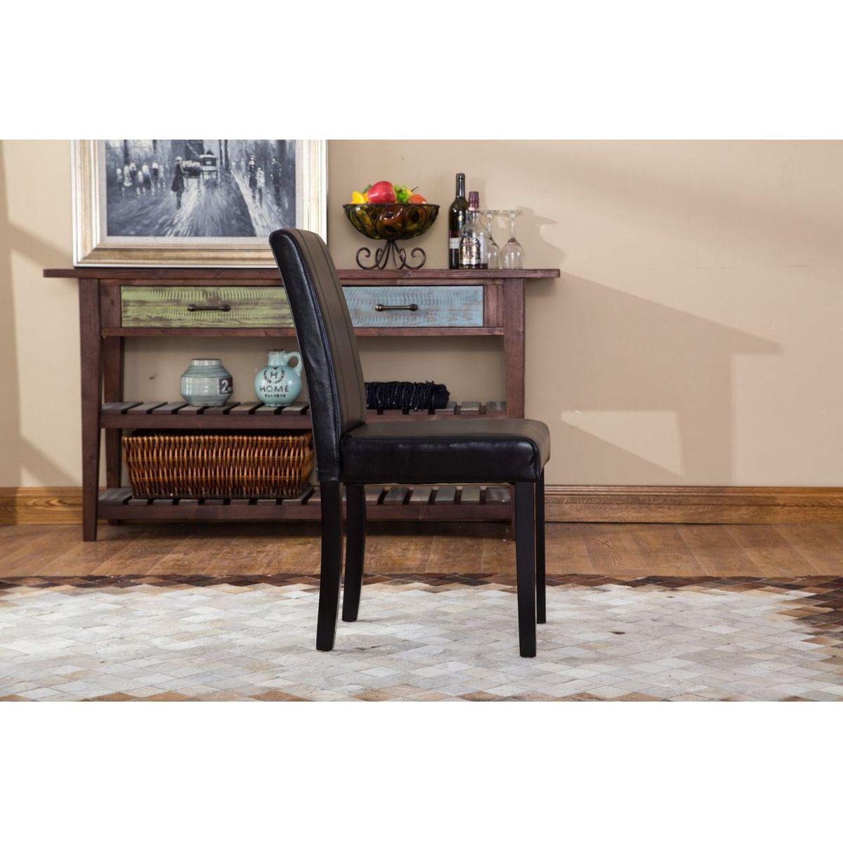 Urban Style Solid Wood Leatherette Padded Parson Chair, Black, Set of 2