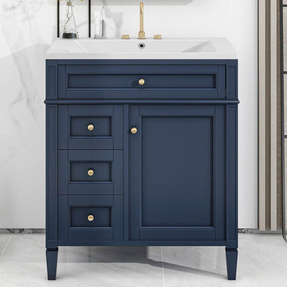 30" Bathroom Vanity with Top Sink, Modern Bathroom Storage Cabinet with 2 Drawers and a Tip-out Drawer, Single Sink Bathroom Vanity