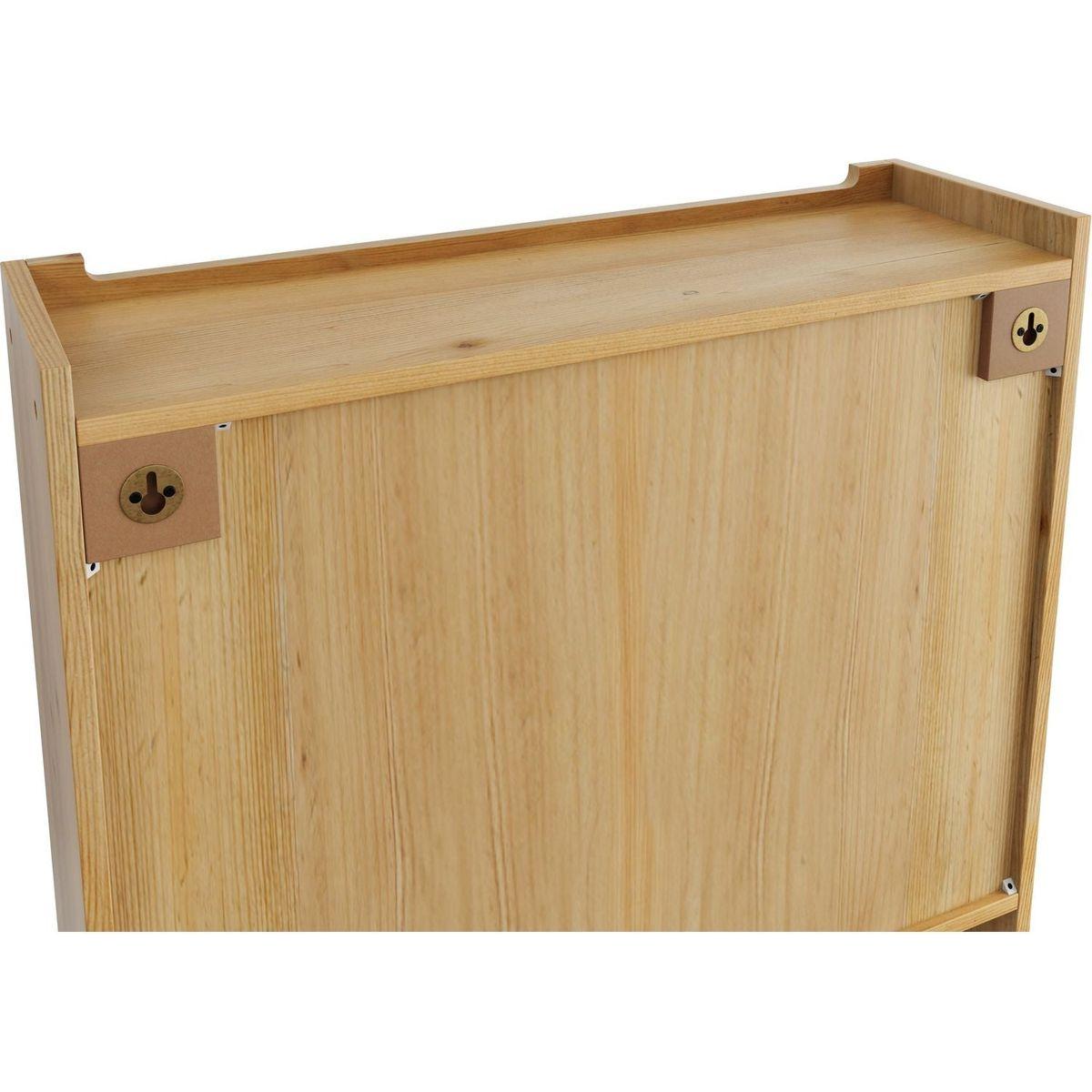 24.8"Glass Door Vintage Double Door Wall Cabinet With Three Tiers of Storage With Towel Rack,for Bathroom, Kitchen,,Dining Room,,Original Wood Color