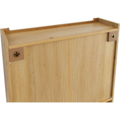 24.8"Glass Door Vintage Double Door Wall Cabinet With Three Tiers of Storage With Towel Rack,for Bathroom, Kitchen,,Dining Room,,Original Wood Color