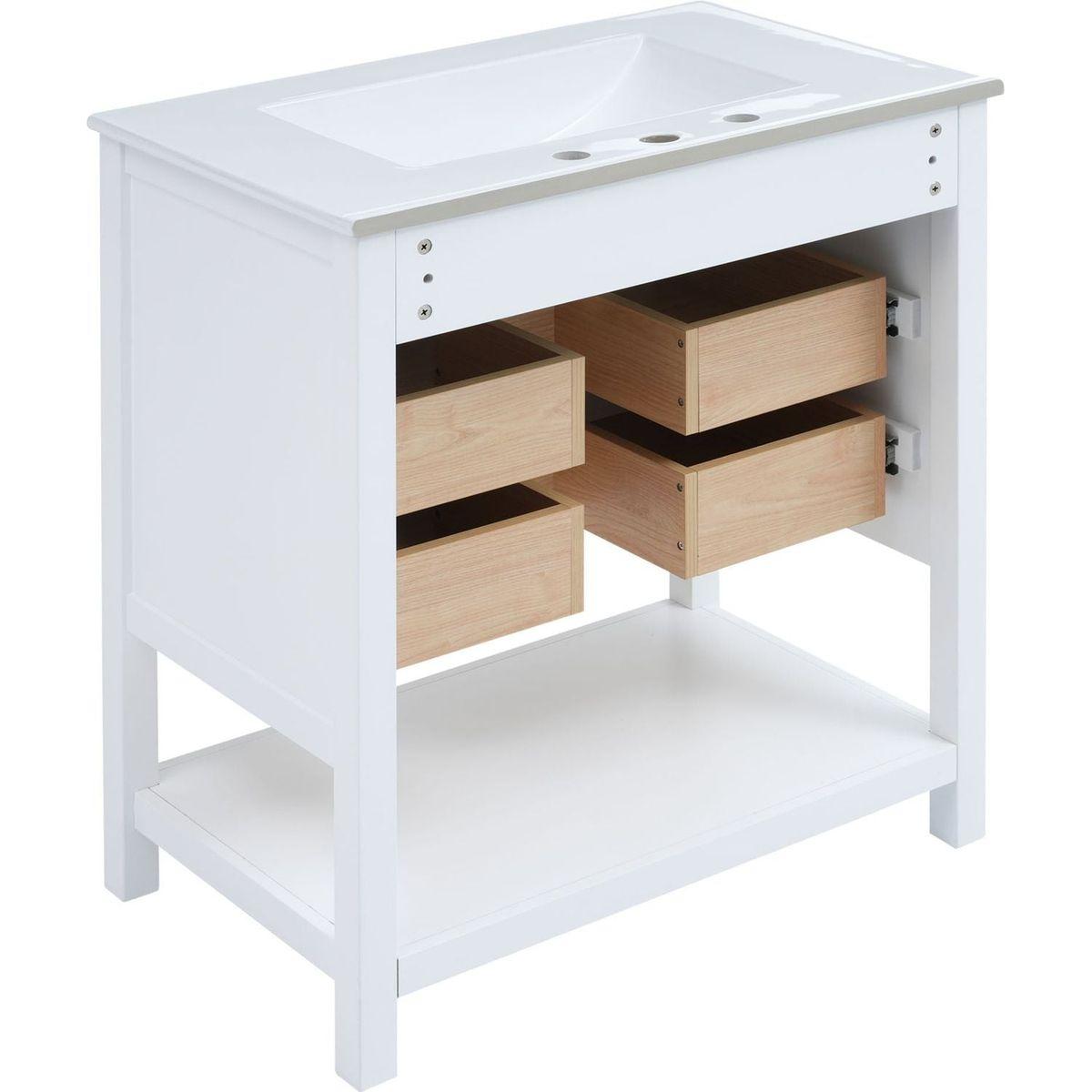 Modern 30inch Navy Blue/White Bathroom Vanity Cabinet Combo with Open Storge, Two Drawers