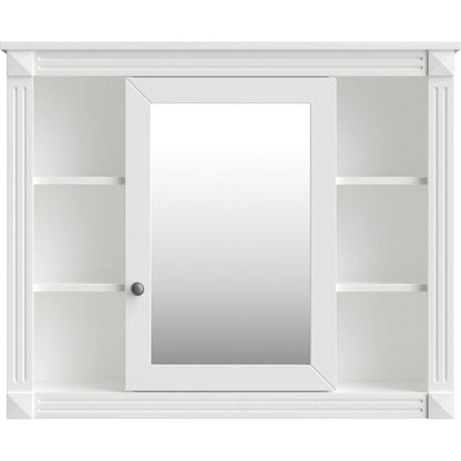 35" x 28" Wall Mounted Bathroom Storage Cabinet, Medicine Cabinet, Modern Bathroom Wall Cabinet with Mirror, Mirror Cabinet with 6 Open Shelves (Not Include Bathroom Vanity)