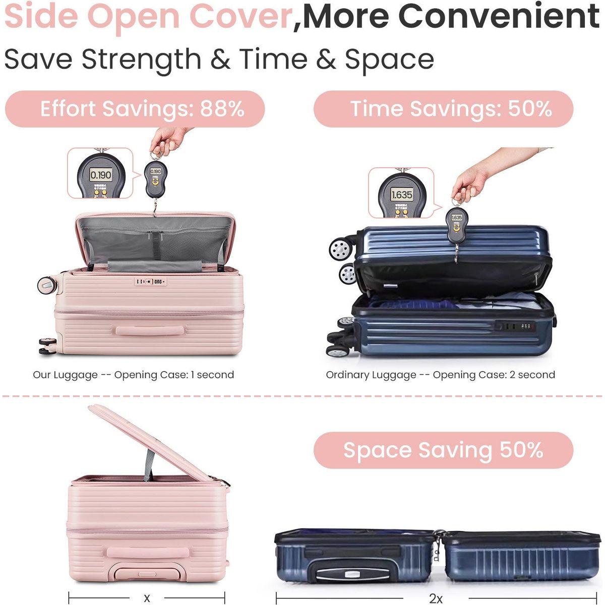 Luggage Sets 3 Piece(20/24/28), Expandable Carry On Luggage with TSA Lock Airline Approved, 100% PC Hard Shell and Lightweight Suitcase with Front Pocket and Spinner Wheels