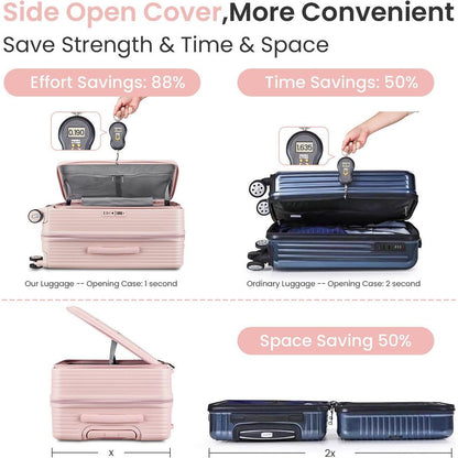 Luggage Sets 3 Piece(20/24/28), Expandable Carry On Luggage with TSA Lock Airline Approved, 100% PC Hard Shell and Lightweight Suitcase with Front Pocket and Spinner Wheels