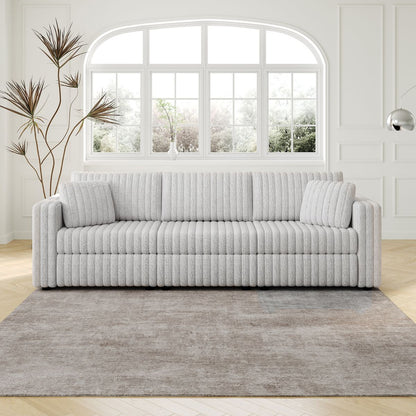 106.3' Soft  Modular 3-person Sofa - Highly Comfortable & Distinctive Design. Ideal for Bedroom & Living Room. Light gray. Modern & Plush Furniture Choice