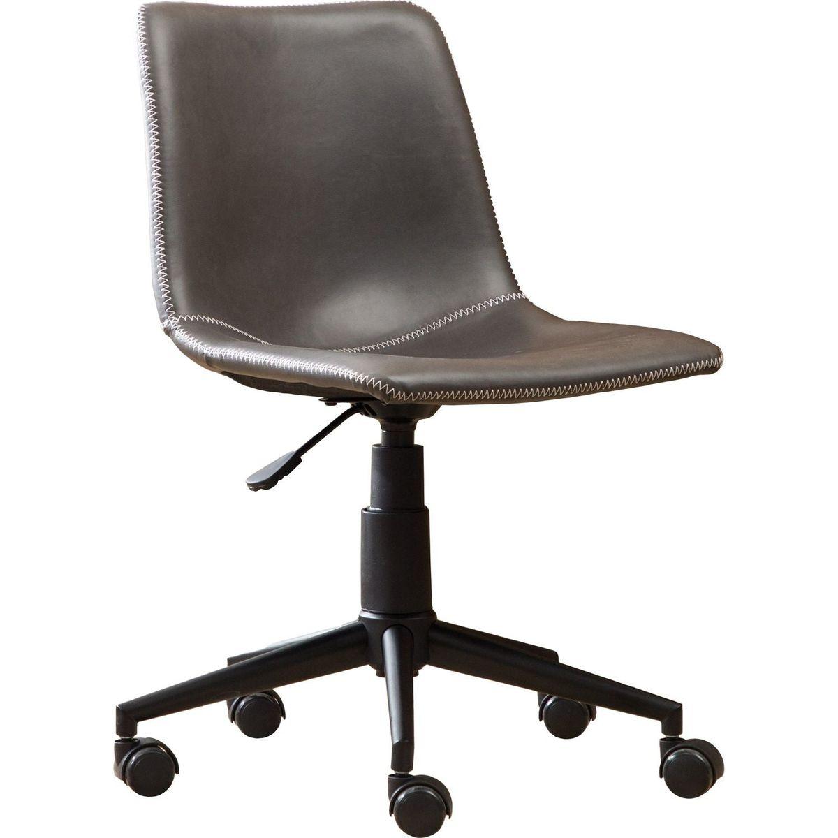 Cesena Faux Leather 360 Swivel Air Lift Office Chair, Antique Gray