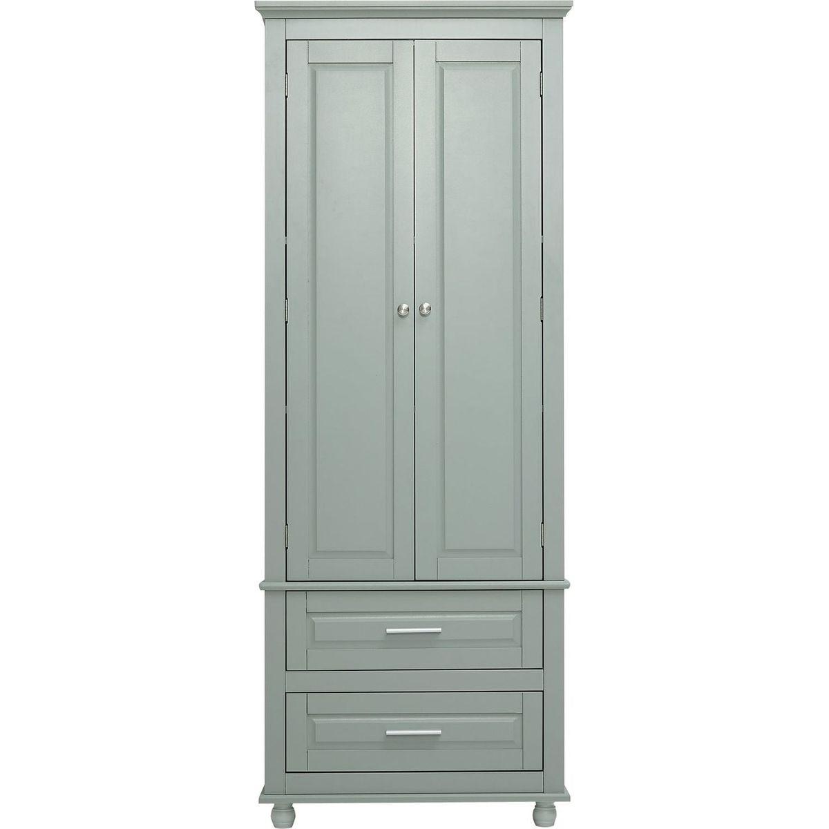 Tall Storage Cabinet with Two Drawers for Bathroom/Office, Grey