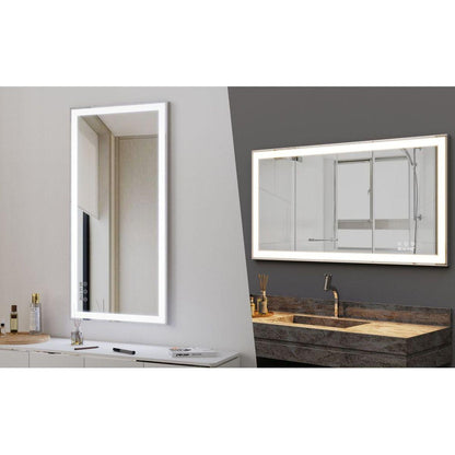 48x24 inch LED Bathroom Vanity Mirror Wall Mounted Adjustable White/Warm/Natural Lights Anti-Fog Touch Switch with Memory Modern Smart Large Bathroom Mirrors