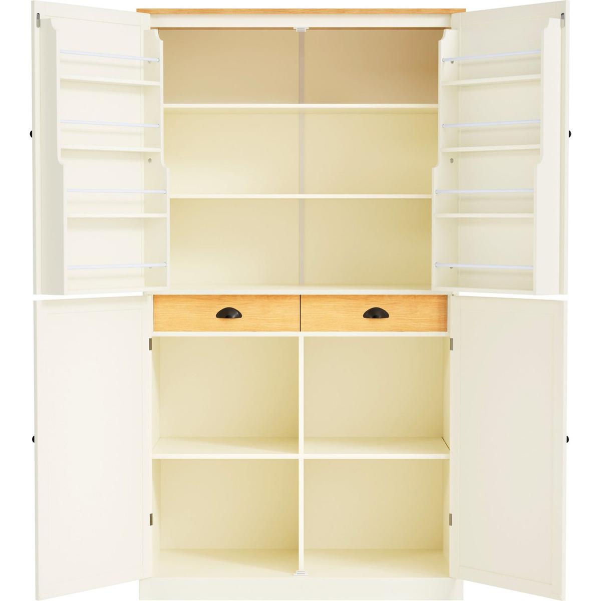 [Assembly Video Provided]40.2x20x71.3inch High Freestanding Kitchen Pantry Large Cupboard Storage Cabinet with 2 Drawers, 2 Adjustable Shelves, 8 Door Shelves for Kitchen, Dining Room,Cream