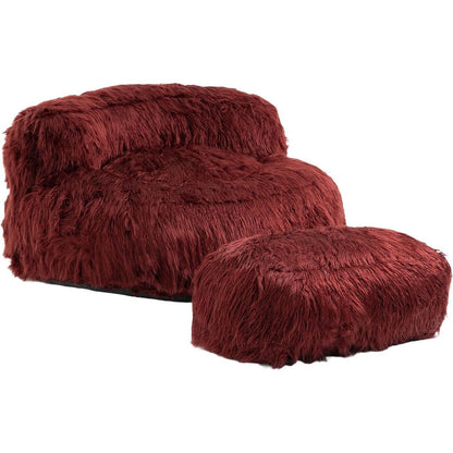 Bean Bag Chair Faux fur Lazy Sofa /Footstool Durable Comfort Lounger High Back Bean Bag Chair Couch for Adults and Kids, Indoor