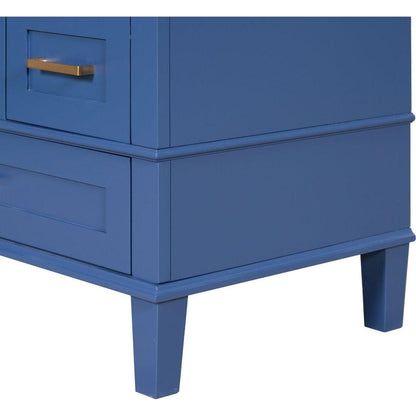 30" Bathroom Vanity, Modern Bathroom Cabinet with Sink Combo Set, Bathroom Storage Cabinet with a Soft Closing Door and 3 Drawers, Solid Wood Frame(Blue)