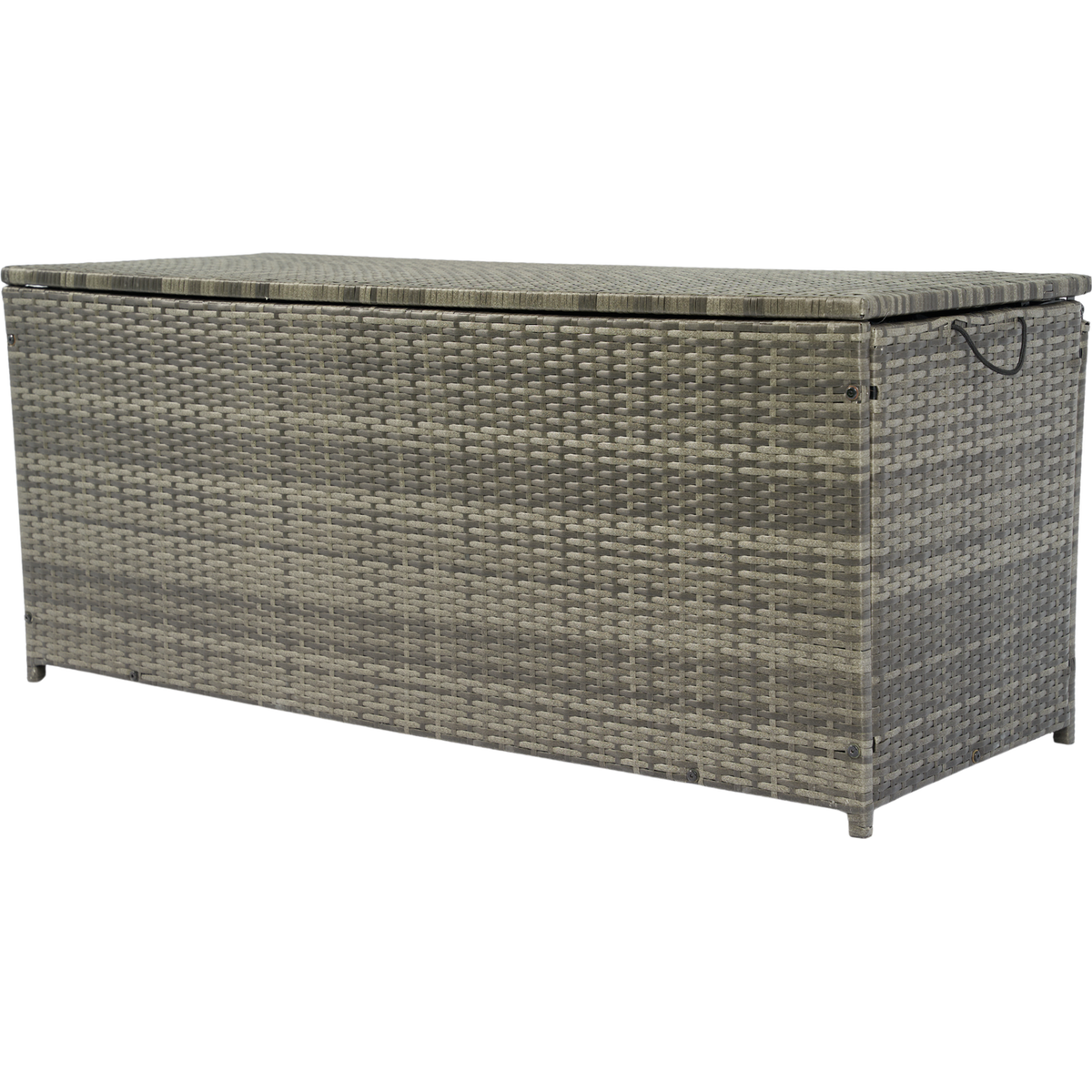 Outdoor Storage Box, 113 Gallon Wicker Patio Deck Boxes with Lid, Outdoor Cushion Storage for Kids Toys, Pillows, Towel Grey Wicker