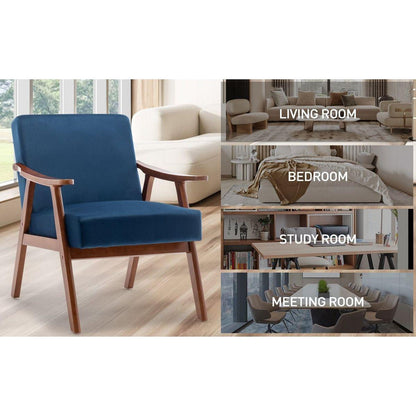 Mid-Century Modern Chair, Living Room Chair with Solid Wood Frame, Accent Chair Extra-Thick Backrest, Wingback Chair for Bedroom, Reading Room, Living Room, Lounge Chair Indoor