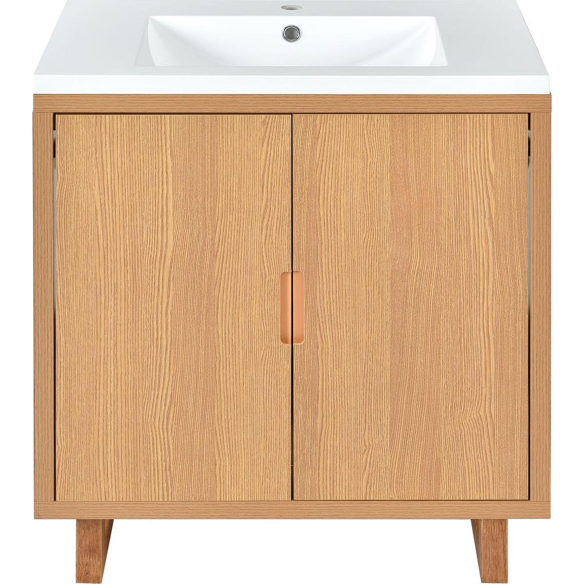 30" Bathroom vanity Set with Sink, Combo Cabinet, Bathroom Storage Cabinet, Solid Wood Frame