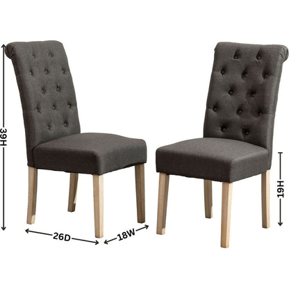 Habit Solid Wood Tufted Parsons Dining Chair, Set of 2, Charcoal