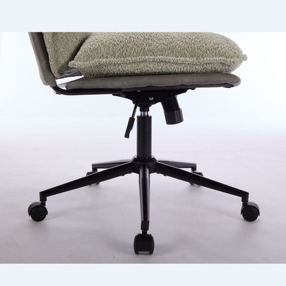 Oversize Seat Cirss Cross Chair with Wheels, Elegant Design Computer Chair, Adjustable Height 360 Rolling Swivel Home Office Chair for Small Space, Dressing Room, Living Room (GRAY+GREEN)