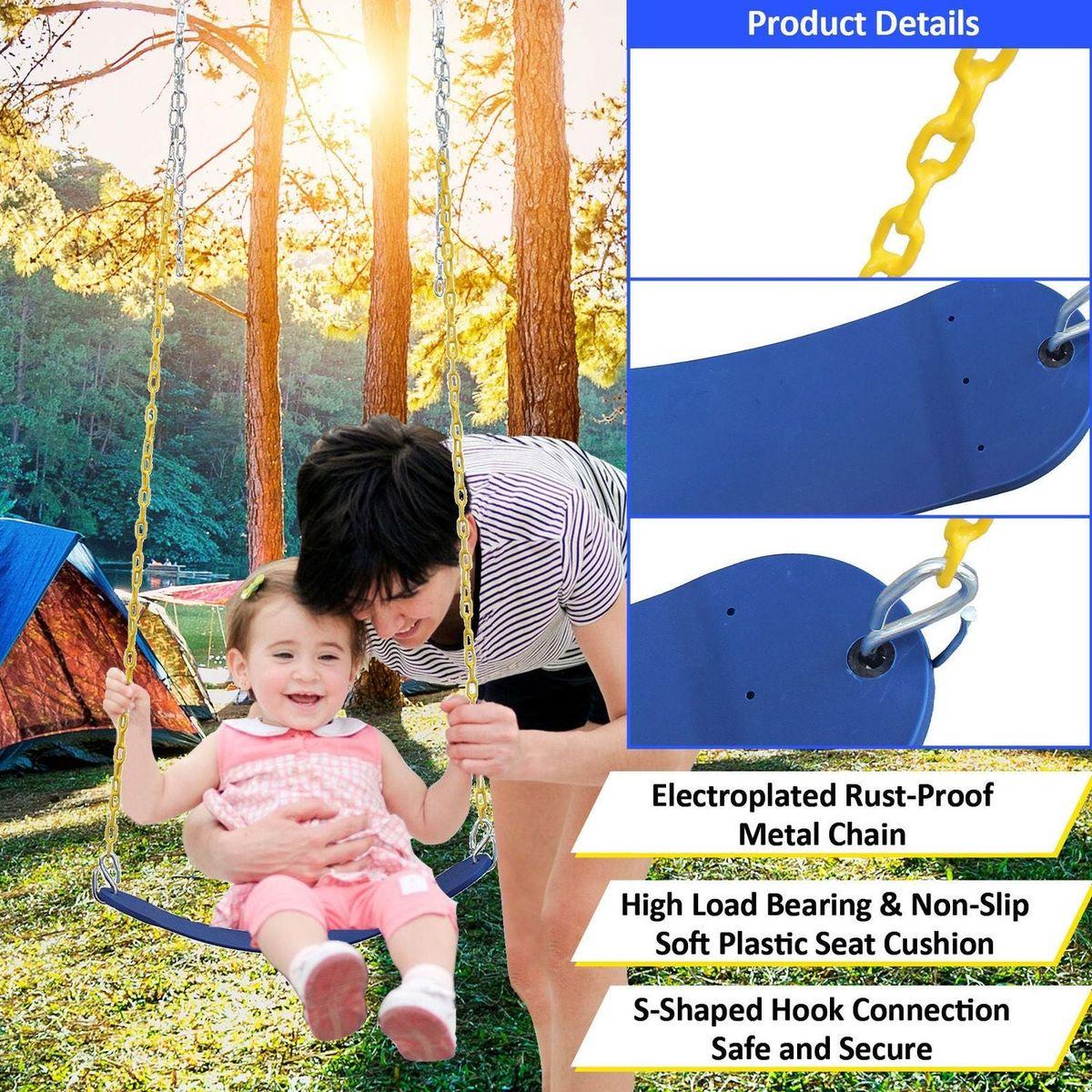 Indoor/Outdoor Metal Swing Set with Safety Belt for Backyard