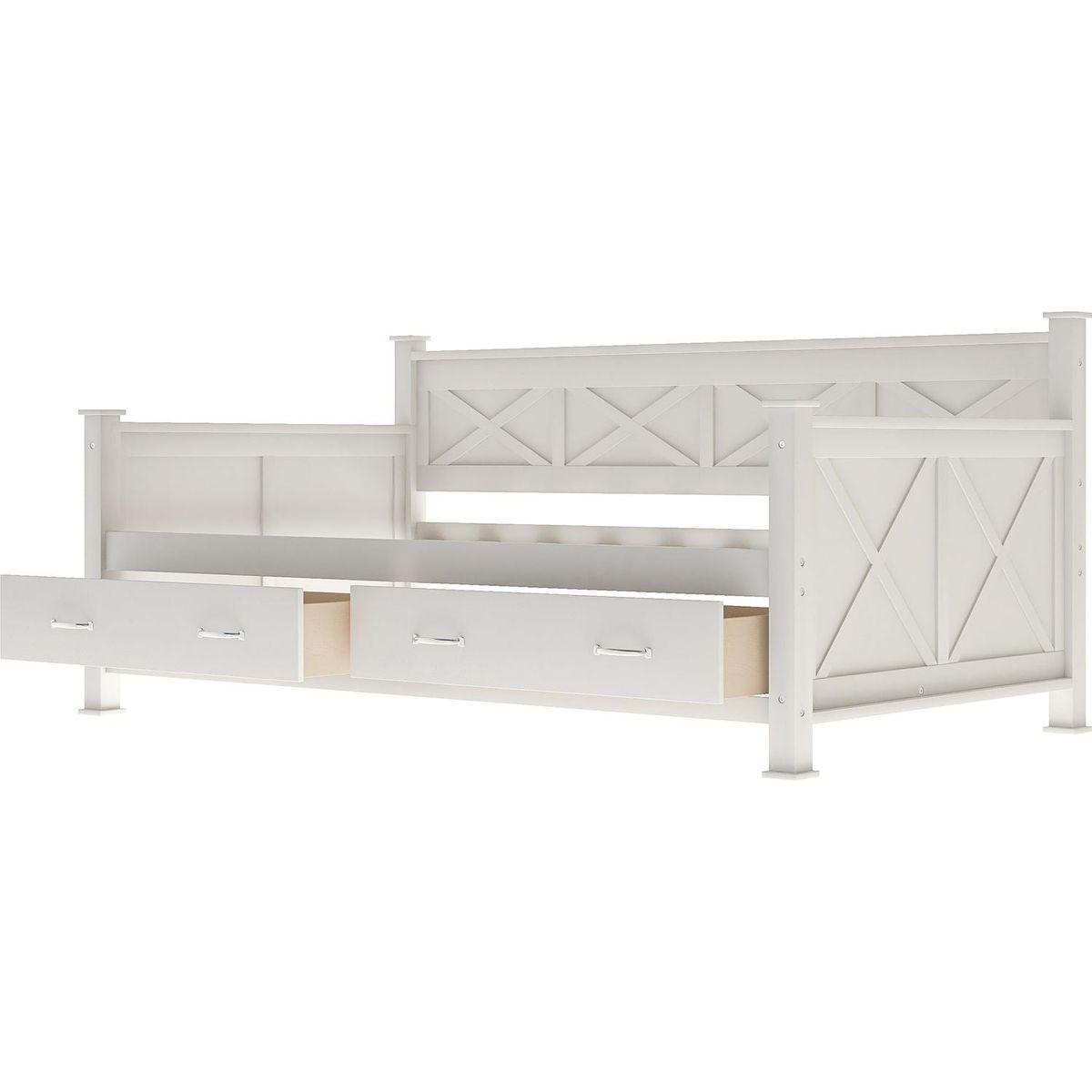 Twin Size Wooden Modern and Rustic Casual Style Daybed, Cream White