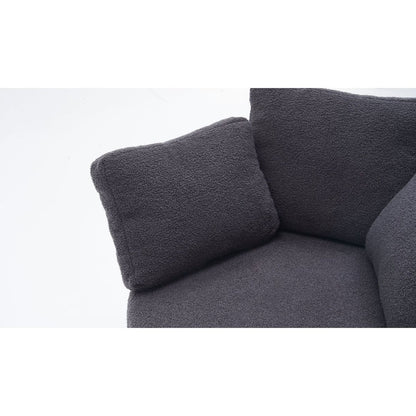 Teddy Fabric Swivel And Storage Chair With Back Cushion For Living Room,Dark Gray
