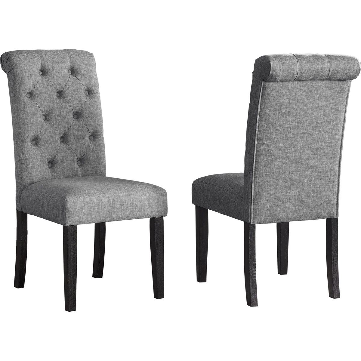 Leviton Solid Wood Tufted Asons Dining Chair, Set of 2, Grey
