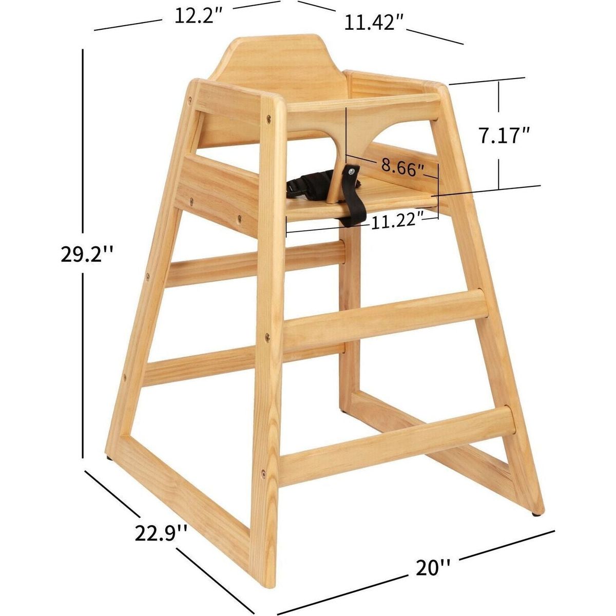 Wooden Double Solid Wood Feeding, Eat & Grow Portable High, Easy to Clean Baby Booster Chair in Natural Finish