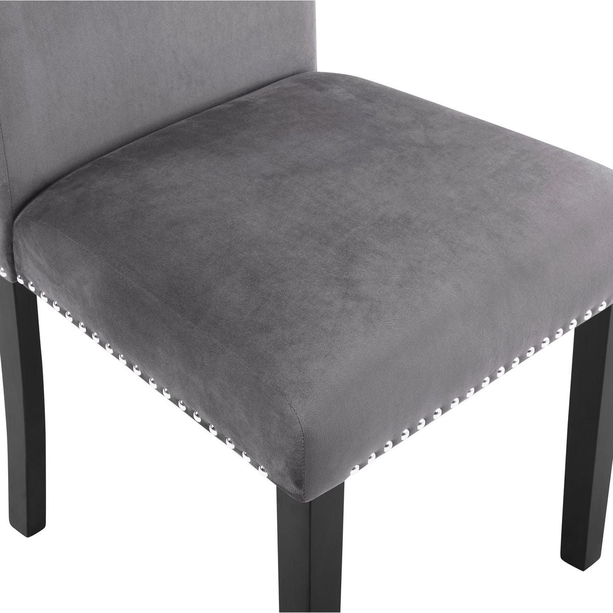 Cobre Contemporary Velvet Dining Chair with Nailhead Trim, Set of 2, Gray