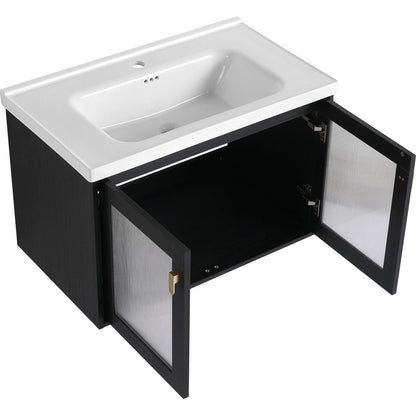 32 Inch Wall-Mounted Bathroom Vanity With Sink, For Small Bathroom (KD-Packing)