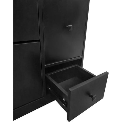 Versatile Shoe Cabinet with 3 Flip Drawers, Maximum Storage Entryway Organizer with Drawer, Free Standing Shoe Rack with Pull-down Seat for Hallway, Black