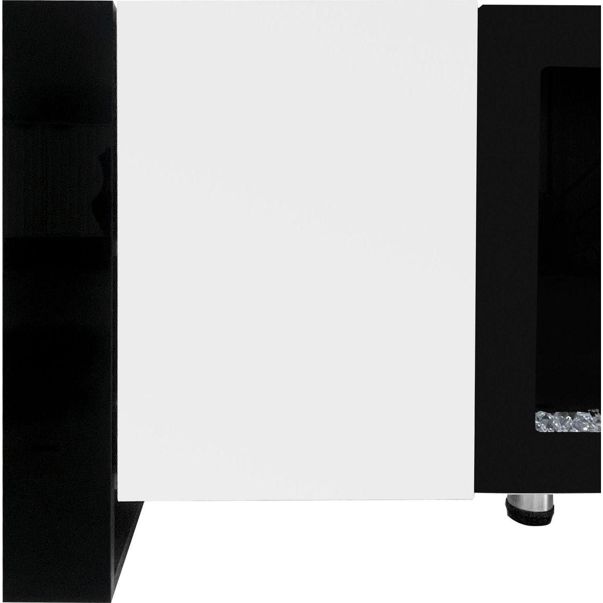 Modern TV Stand with 34.2" Non-heating Electric Fireplace, High Gloss Entertainment Center with 2 Cabinets, Media Console for TVs up to 78", White