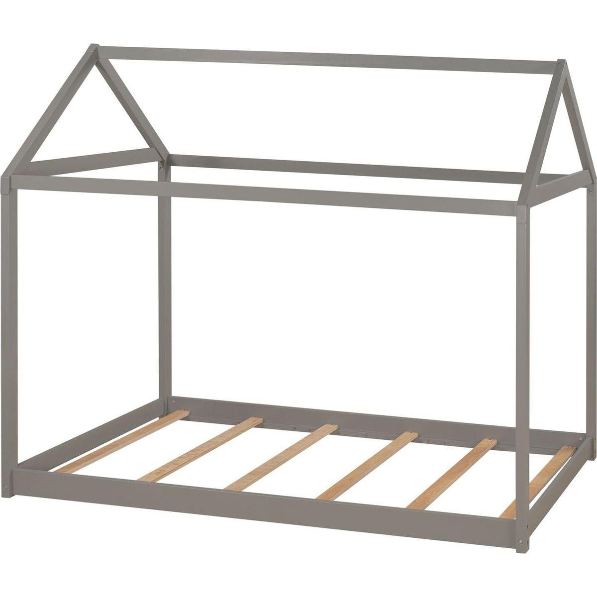 Twin Size Wooden House Bed, Gray(New)