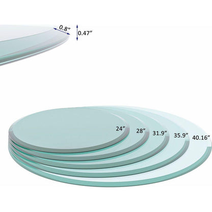 36" Inch Round Tempered Glass Table Top Clear Glass 1/2" Inch Thick Beveled Polished Edge