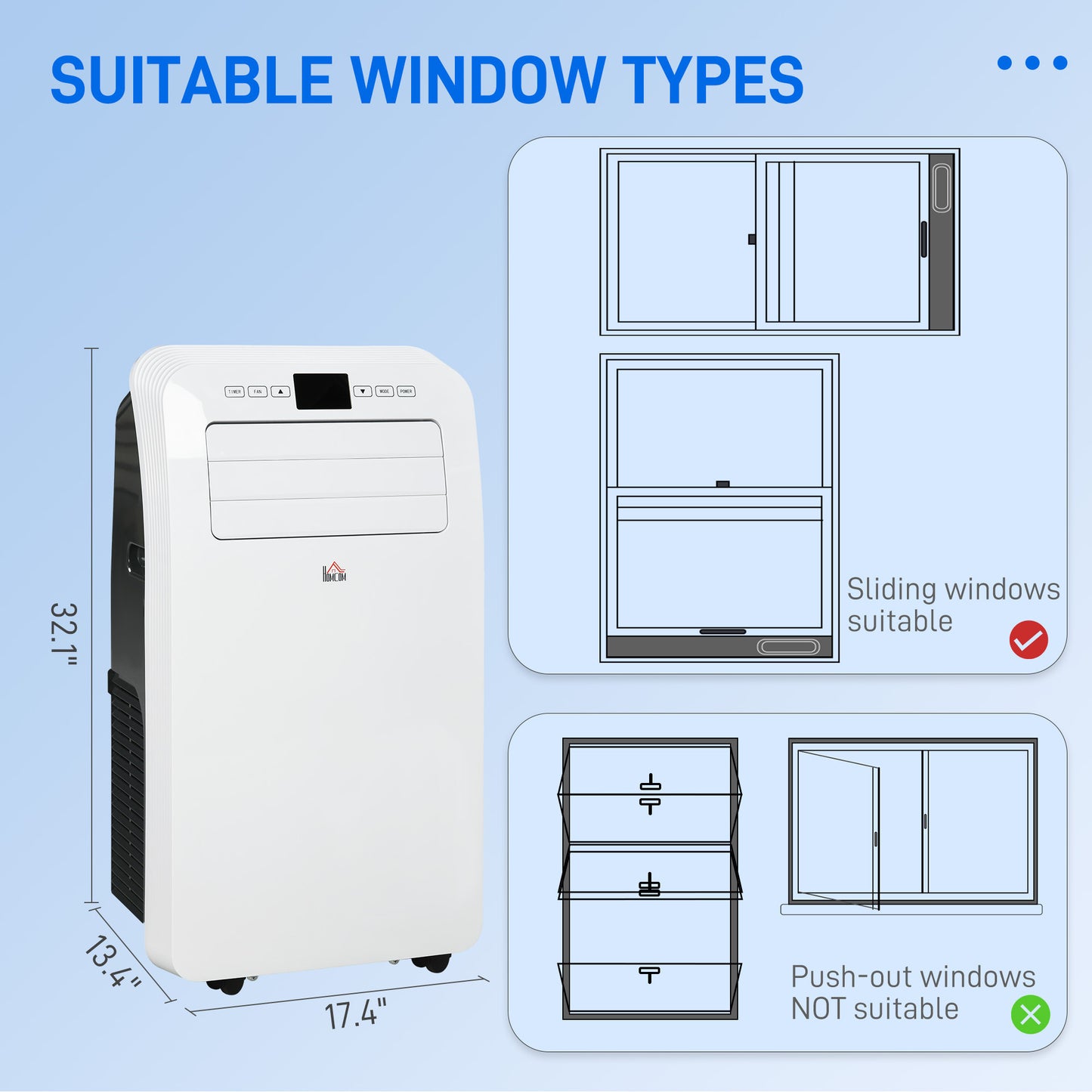 BTU Portable Air Conditioner for Rooms Up to 550 Sq. Ft., 3-in-1 AC Unit with Dehumidifier, Cooling Fan, Remote, 24H Timer On/Off, Window Installation Kit