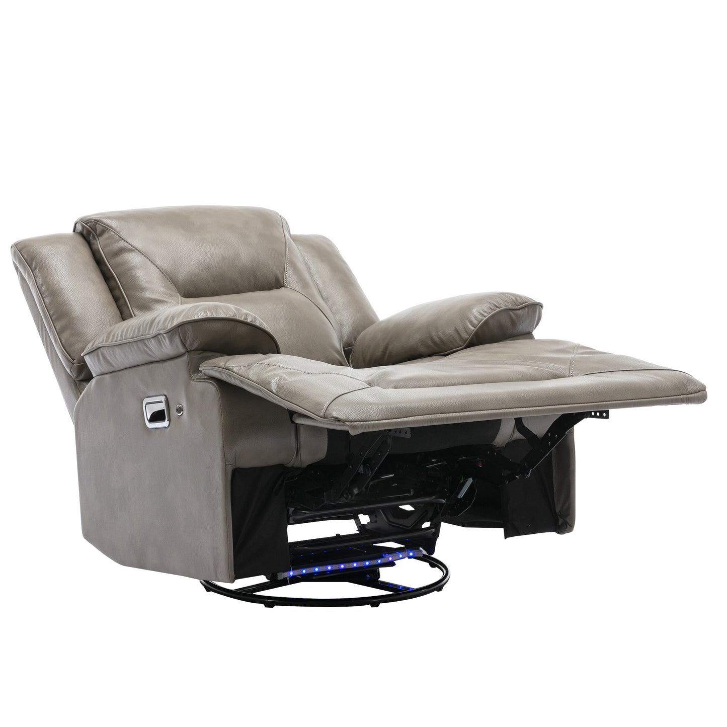 360 Swivel and Rocking Home Theater Recliner Manual Recliner Chair with a LED Light Strip for Living Room,Bedroom, Grey