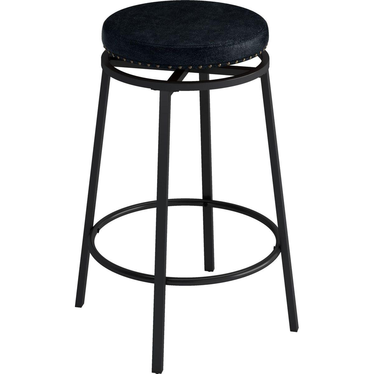 3-Drawer Long Dining Table Set with Power Outlets, Bar Kitchen Table Set with Circular PU Stools, Easy Assemble, Brown Gray Table+Black Stool