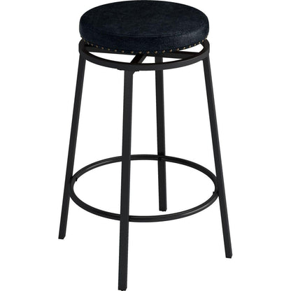 3-Drawer Long Dining Table Set with Power Outlets, Bar Kitchen Table Set with Circular PU Stools, Easy Assemble, Brown Gray Table+Black Stool