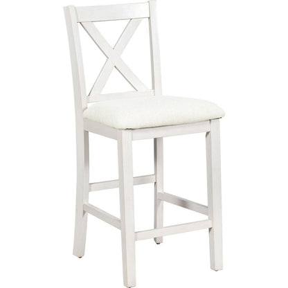 5 Pieces Counter Height Rustic Farmhouse Dining Room Wooden Bar Table Set with 4 Chairs, White