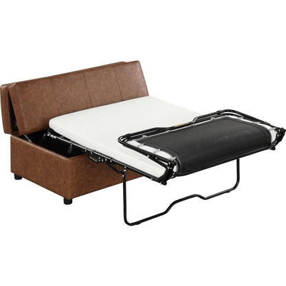 Twin Size Folding Ottoman Sleeper Bed with Mattress Convertible Guest Bed Brown