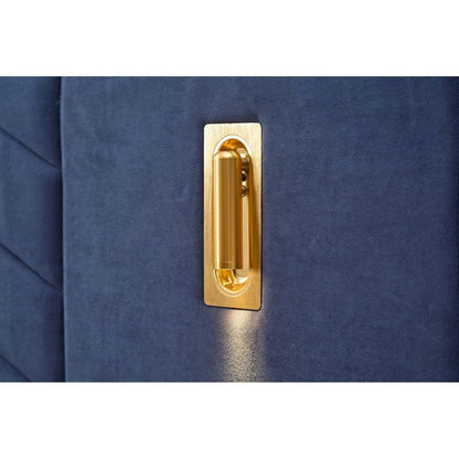 Queen Size Velvet Bed Frame/Vertical Channel Tufted Wingback Headboard/Upholstered Platform Bed/Strong Wooden Slats/No Box Spring Needed/Easy AssemblyRoyal blue