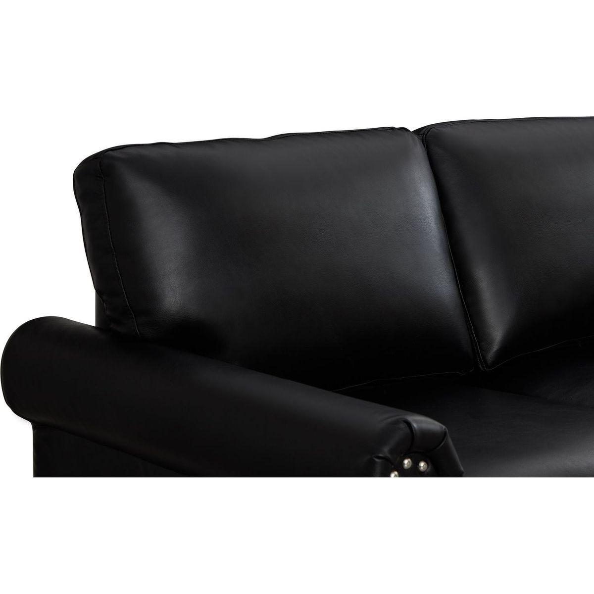Living Room Sofa Loveseat Black Faux Leather