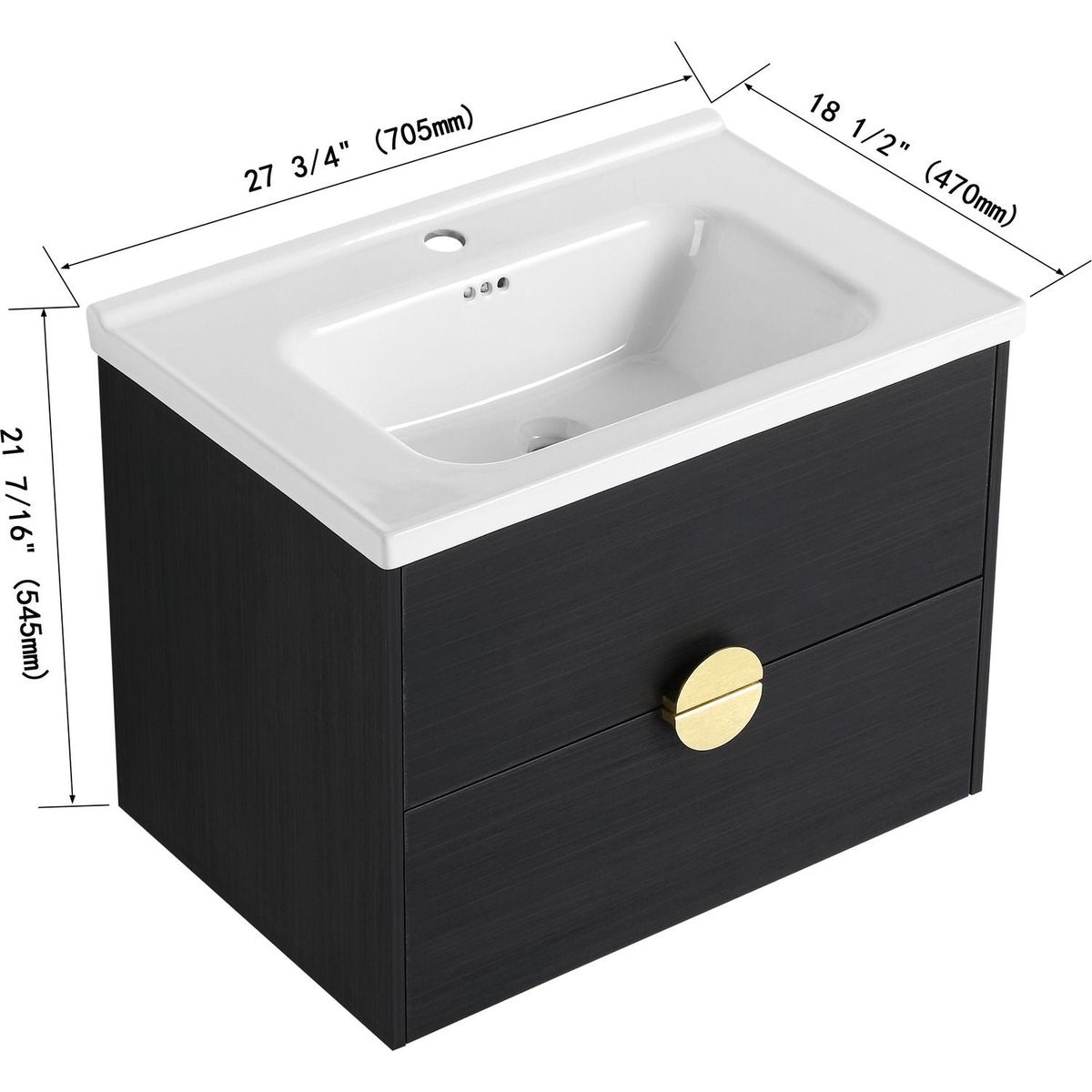 28 Inch Wall-Mounted Bathroom Vanity With Sink, For Small Bathroom (KD-Packing)