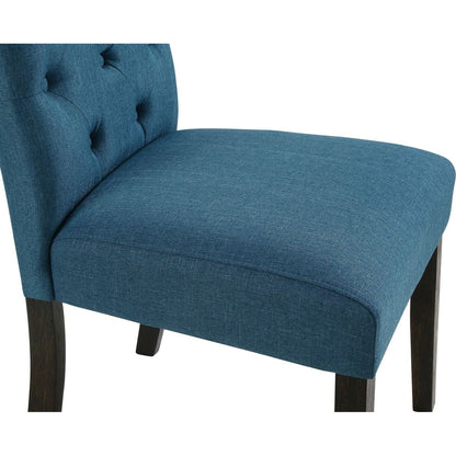 Leviton Solid Wood Tufted Asons Dining Chair, Set of 2, Blue