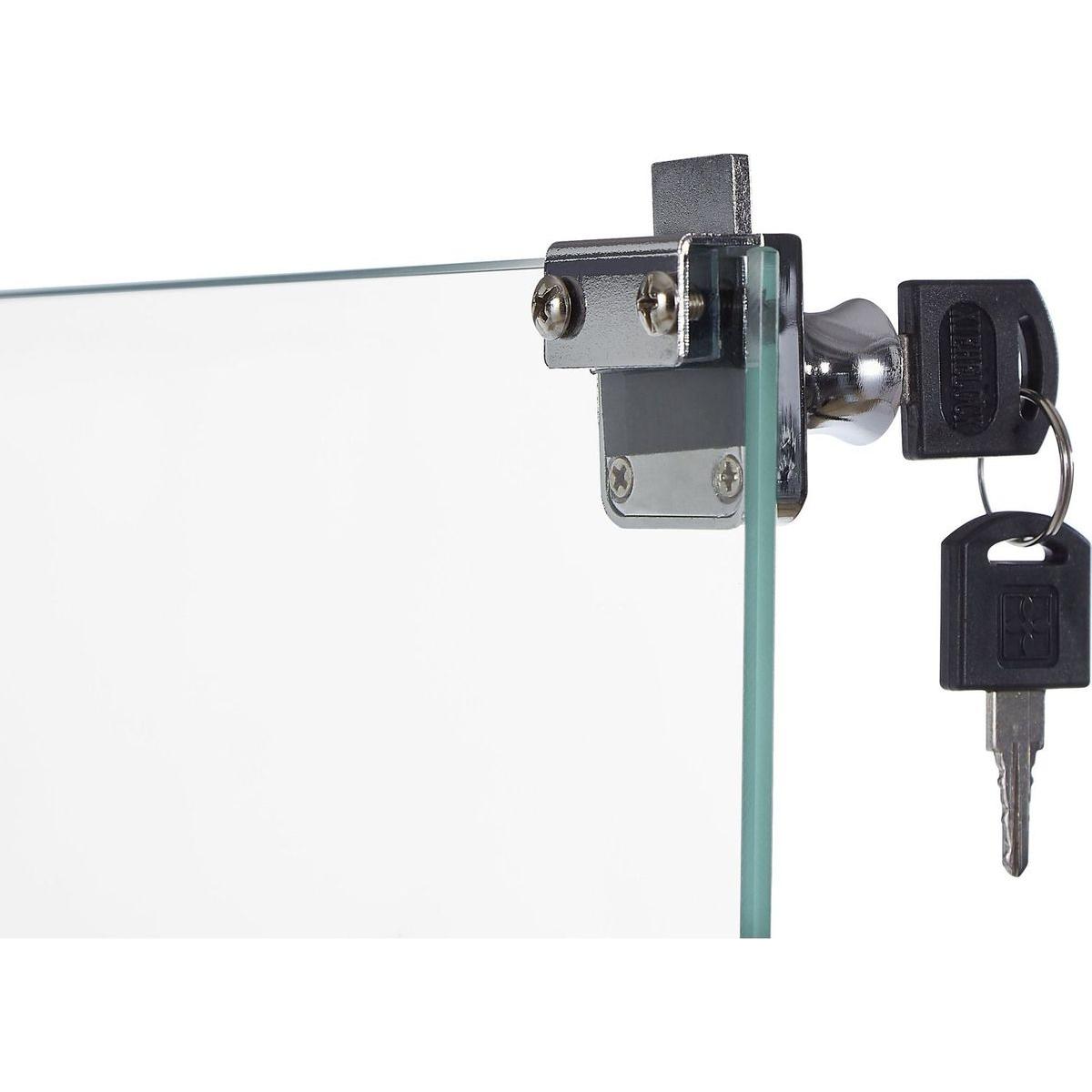 4-Tier Glass Display Cabinet, Double Door Glass Cabinet, Four Partitions, Two Locks, Floor Standing Storage Cabinet for Living Room, Bedroom, Showroom and Office, White, 31.5"L x 14.2"W x 66.3"H