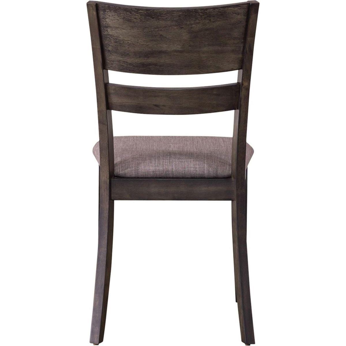 Almeta Solid Wood Slat Back Upholstered Dining Chairs, Set of 2 -Dark Umber Brown Finish