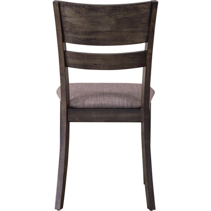 Almeta Solid Wood Slat Back Upholstered Dining Chairs, Set of 2 -Dark Umber Brown Finish