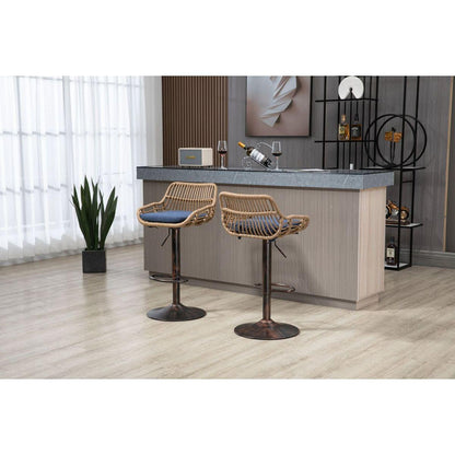 Swivel Bar Stools Set of 2 Adjustable Counter Height Chairs with Footrest for Kitchen, Dining Room 2PC/SET