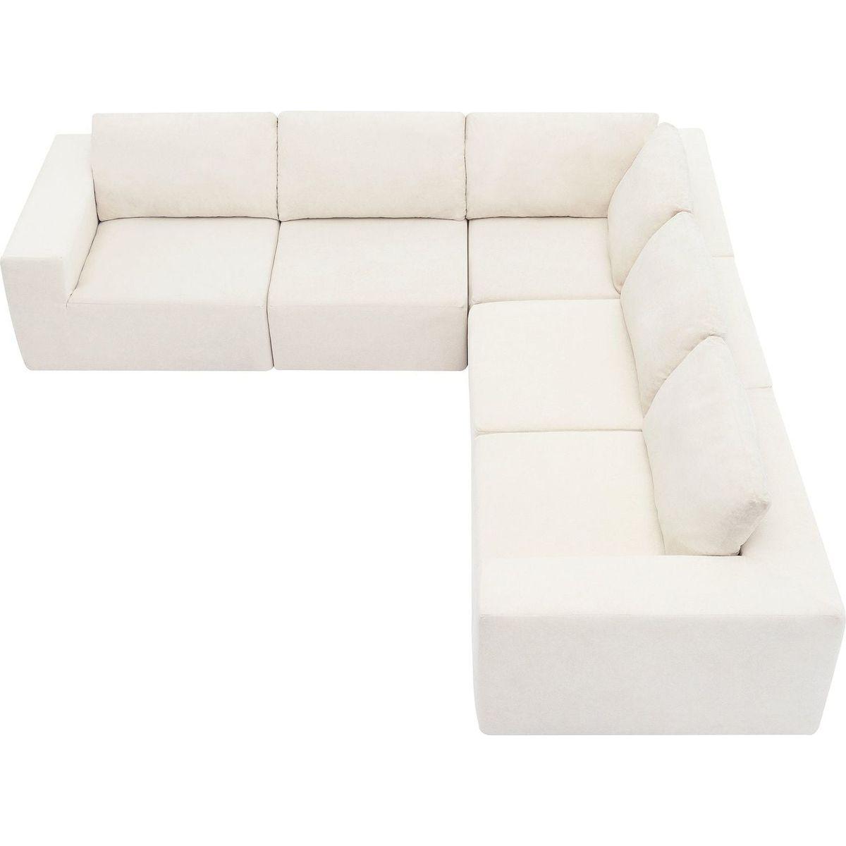 116x116" Modular L Shaped Sectional Sofa,Luxury Floor Couch Set,Upholstered Indoor Furniture,Foam-Filled Sleeper Sofa Bed for Living Room,Bedroom,5 PC Free Combination,3 Colors