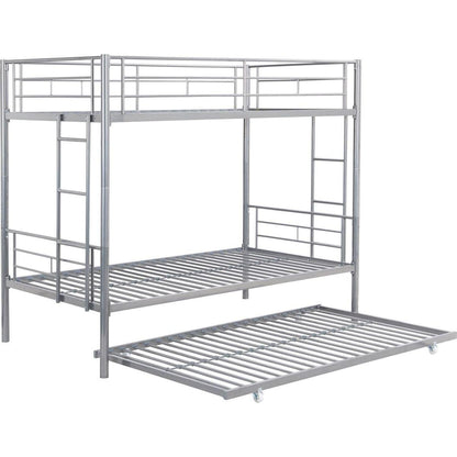 METAL BUNK BED WITH TRUNDLE SILVER