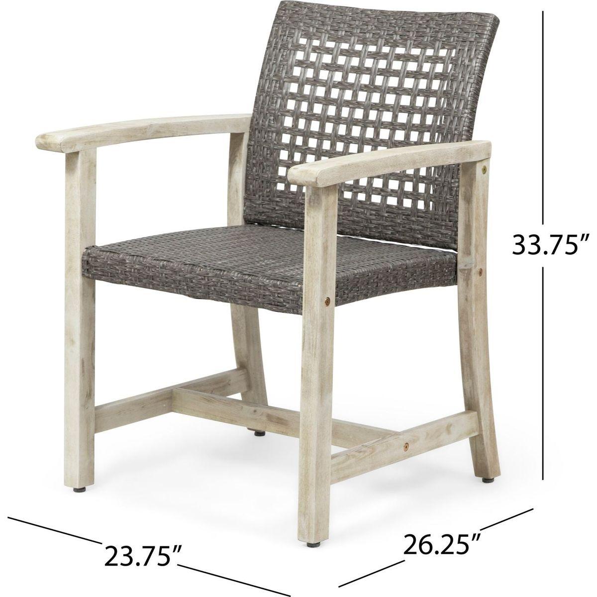 HAMPTON WOOD AND WICKER DINING CHAIR(SET OF 2 )